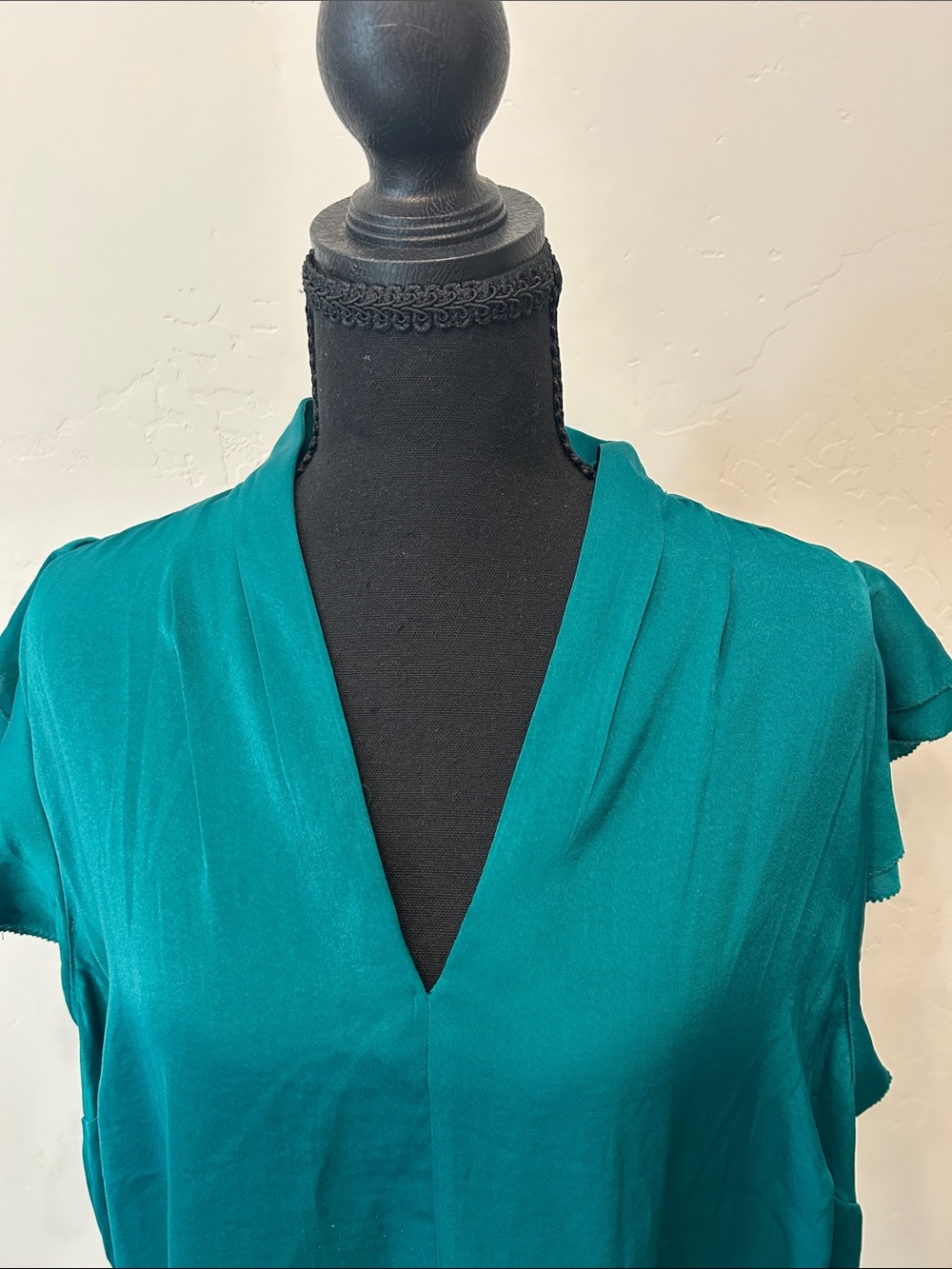 Nine West Green V-Neck Cap Sleeve Blouse XL